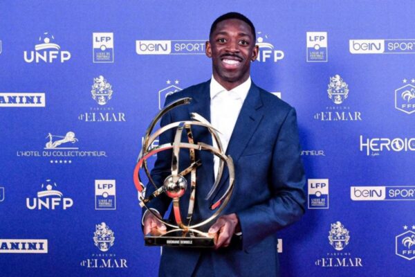 PSG star Ousmane Dembélé has been named Ligue 1 Player of the Year for the second consecutive season
